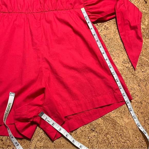J. Crew Tie Front Cotton Romper In Red Poplin NWT Sz 2 - Picture 15 of 16
